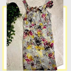 LOFT‎ ANN TAYLOR Beautiful Colorful Floral Grey Strap Dress Size 0